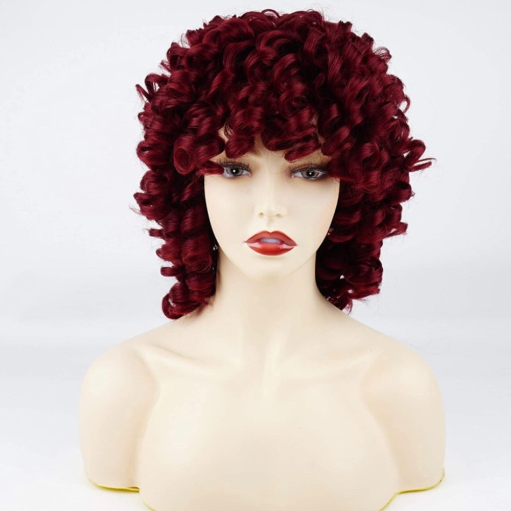 ANDROMEDA Short Red Afro Curly Synthetic Hair Wig